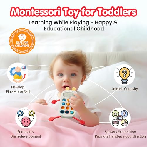 Image of Kidology Baby Bunny Phone Maze Sensory Montessori Toy, Pull String Teething Toy for Kids, Sensory Activity Travel Toys for Toddlers, Baby Fine Motor Skills Gift for 6-12-18 Months Babies, Multicolor