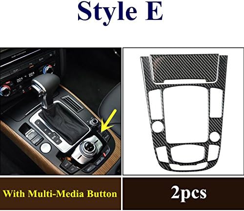 Carbon Fiber Center Console Gear Shift Box Cover Trim for Audi Q5 8R 2009-2015 (Style E)