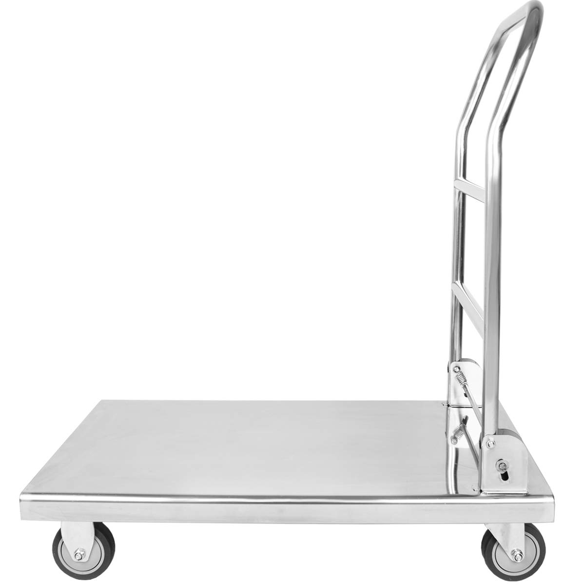 Beeketal 'TWB-1' Gastro Edelstahl Plattformwagen klappbar mit Gummi Rollen (geräuscharm) bis 350 kg belastbar, Schwerlast Küchen Transportwagen Handwagen Transportfläche: ca. 500 x 700 mm