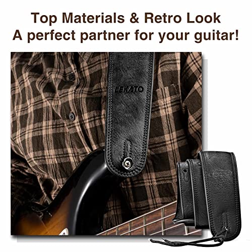 LEKATO Sangle de guitare en cuir pour guitares lourdes Guitare acoustique, guitare électrique et basse Sangle en cuir… - Les Beatles, Paul McCartney, John Lennon, RIngo Starr, George Harrison LEKATO Sangle de guitare en cuir pour guitares lourdes Guitare acoustique, guitare électrique et basse Sangle en cuir… – Image 3