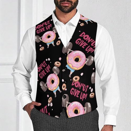 Donut Give Up Men's Formal Suit Vest for Business Formal Or Casual Dress Waistcoat Wedding2