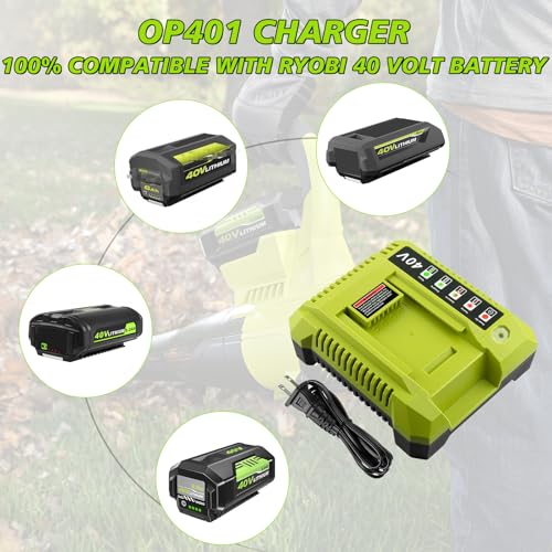 Nyveyoo 2Pack 6.0Ah Replacement for Ryobi 40V Battery and Charger Compatible with Ryobi 40 Volt Battery OP4026A OP4040 OP4030 OP4050 OP4060 Power Tools by Nyveyoo - Used condition - Image 4