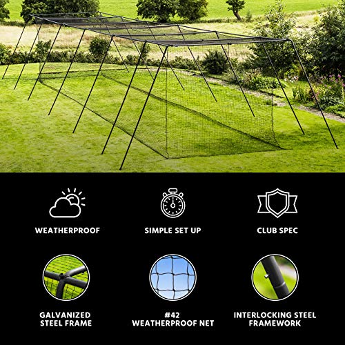 Fortress Trapezoid Baseball Batting Cage [Complete Package] - Softball Hitting Cage Net (55Ft Cage - External Net) #TOP3