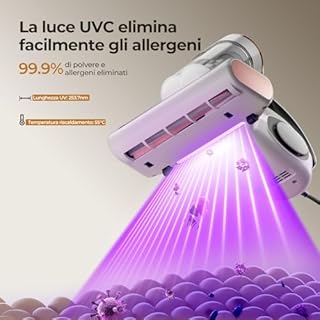 JIGOO J300 Battimaterasso,500W Aspiratore portatile intelligente per materassi, Aspirapolvere antiacaro con luce UV, rimuove il 99,9% degli allergeni, per materassi, letti, divani e mobili imbottiti