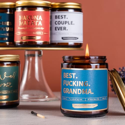 Grandma Birthday Gifts from Grandkids - Lavender Vanilla Scented Soy Candle - Funny Birthday Present for Grandma from Grandson Granddaughter Grandchild | Gag Gift Idea for Grandmother Nana Gigi Granny