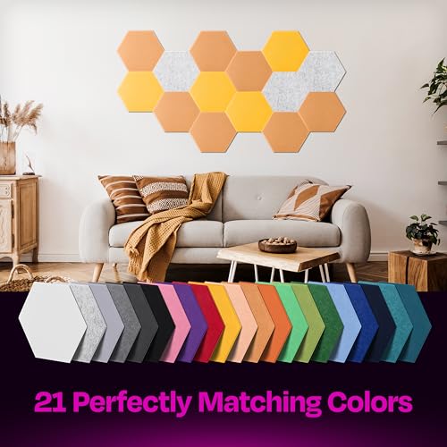 Image of Acoustic Panels 12-Pack Soundproof Wall Panels 12 inchX10.4 inchX0.4 inch Sound Panels High Density Sound Dampening Panels - [70'S Orange Hexagon]