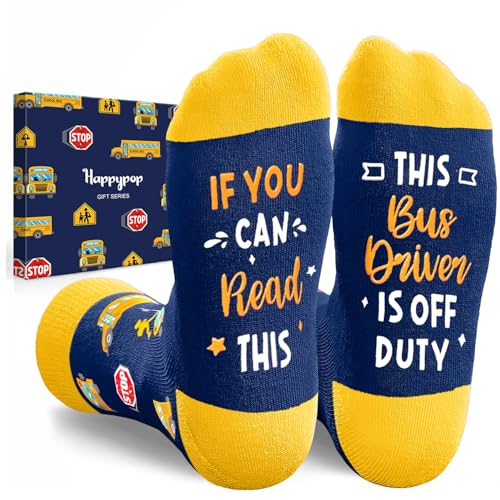 HAPPYPOP Bus Driver Gifts for Men - School Bus Driver Appreciation Gifts Christmas Socks