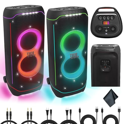 2 x JBL PartyBox Ultimate 1100W Portable Speaker - Wi-fi & Bluetooth Connectivity Splashproof, Powerful JBL Sound and Exciting Light Show (JBLPARTYBOXULTAM) + Cleaning Cloth + More