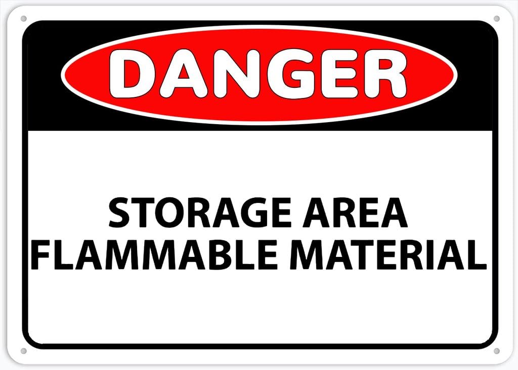 8"x12" Rust Free Aluminum Metal Sign - Danger Storage Area Flammable Material - Weatherproof, Heavy Duty - For Home & Business