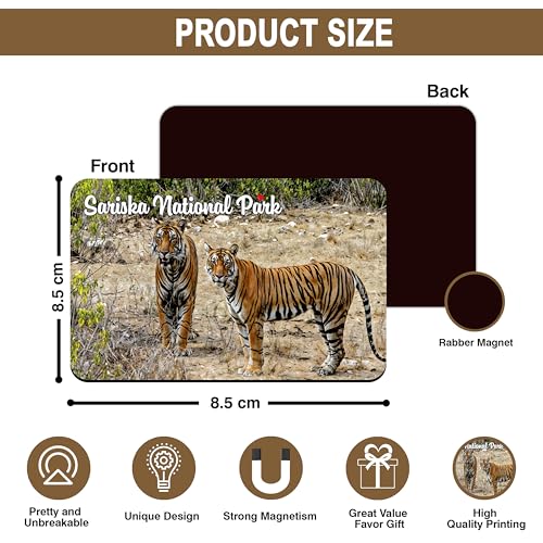 Image of Elegant Fridge Magnet with Themes |Rectangular Size Refrigerator Magnet with Magnetic Rubber Back | Pack of 1, 8.6cm X 5.4cm (Sariska National Park)