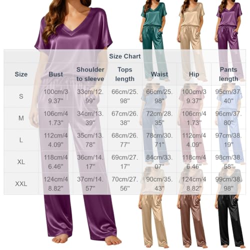 Womens Satin Pajamas Set Silk Loungewear V Neck Top and Pants - image 4