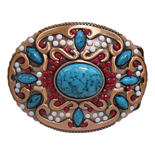 Coolla Western Cowboy Belt Buckles Men Vintage Novelty Large Handmade Belt Buckle (Blue Turquoise) #TOP16
