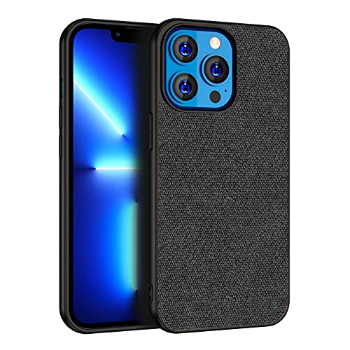 Image of Kapa Soft Fabric Hybrid Protective Back Case Cover for Apple iPhone 13 Pro (Black)