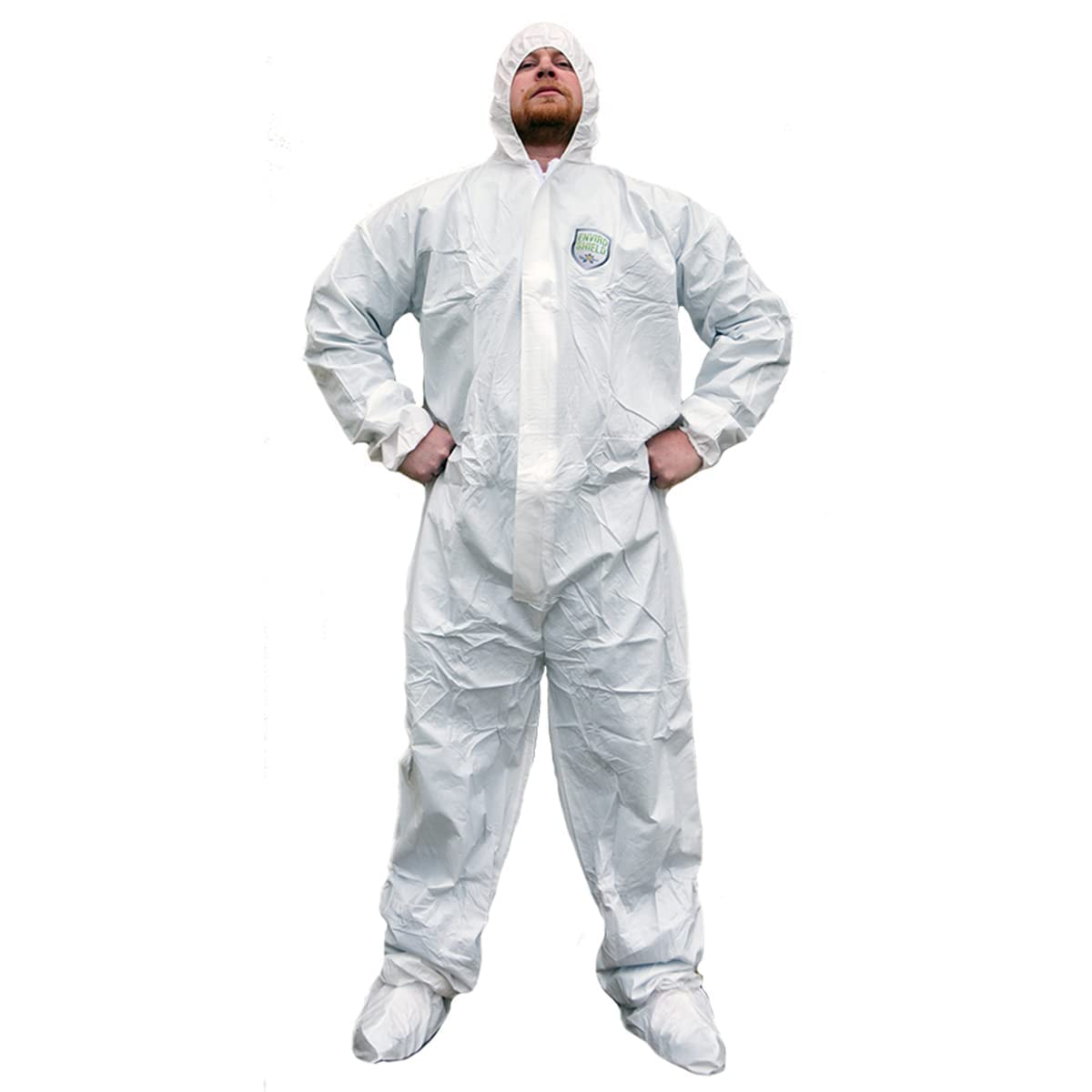 ShuBee Enviroshield Coverall with Hood, Attached Boots, Wrist/Ankle Elastic, Size 4XL