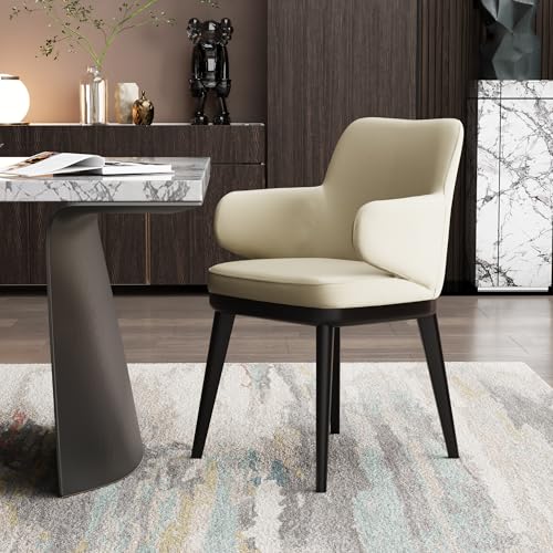 Image of Wakefit Arvia Dining Chair with Arm - Robin Beige