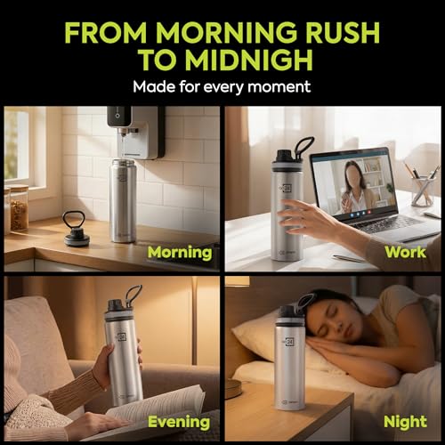 Image of Go24 pexpo Aqua Sip 900 ISI Certified Stainless Steel Sipper Water Bottle - 800ml (Pack of 4)| Single Wall Fridge Bottle | Easy to Carry Handle | For Home, Office, Gym, Trekking - Silver