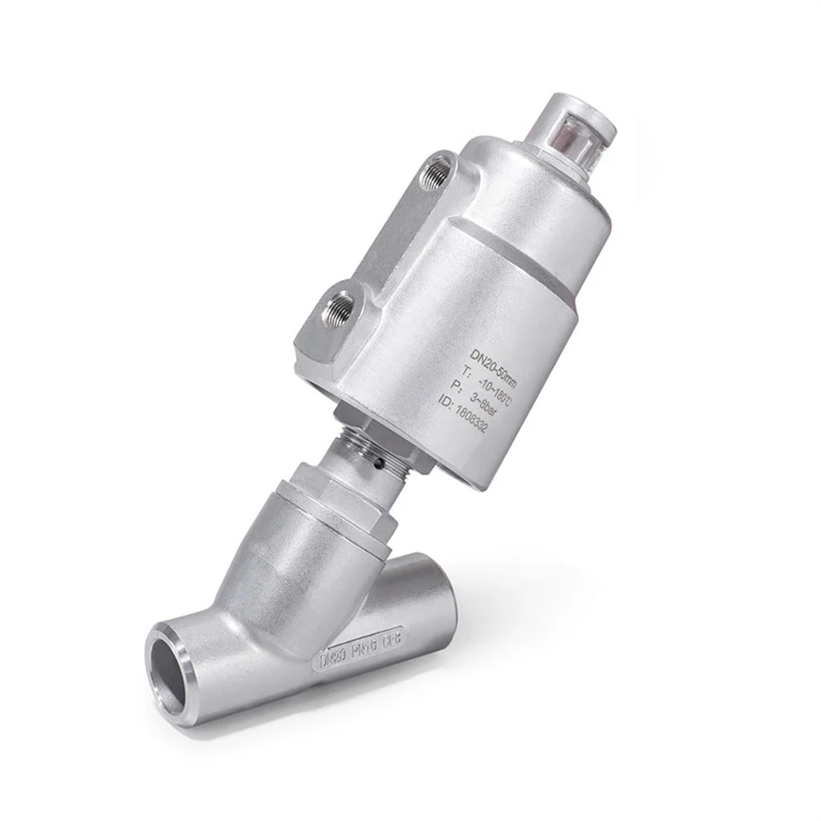 PEQYUACTE DN40 Stainless Steel Pneumatic Welding Angle Seat Valve with Stainless Steel Actuator(Single Acting)