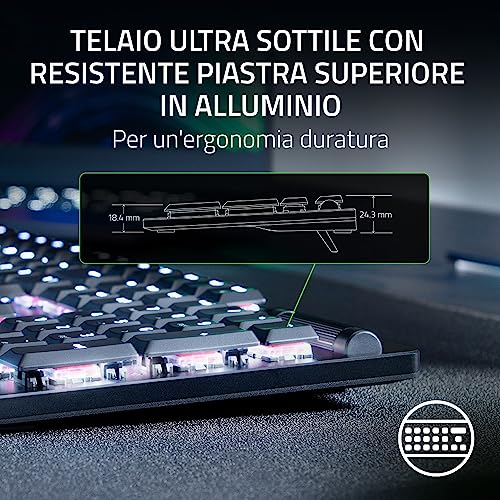 DeathStalker V2 (Interruttore Rosso) - Tastiera da Gioco Ottica a Basso Profilo (Interruttori Ottici Lineari, Wireless Iperveloce, USB-C, Tasti al Laser) Layout USA, Nero - Tastiera gaming - Immagine 4