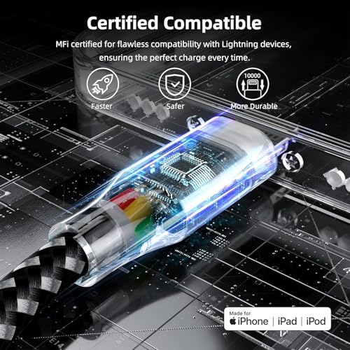 iPhone Charger Cord 10ft 3 Pack MFi Fast Charging Braided Lightning Cable - image 2