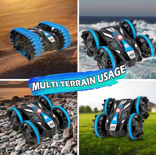 Amphibious Remote Control Car Boat Waterproof RC Monster Truck Stunt Vehicle 4WD 360°All Terrain Rotating Water Beach Pool Toys for 6 7 8 9 10 11 12 Years Boys Girls Christmas Birthday Gifts - Image 6