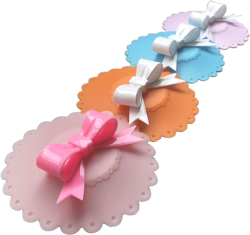 Ulalaza 4Pcs Silicone Sippy Cup Lids Lovely Elephant Design Spill-Proof Silicone Kids Lids…