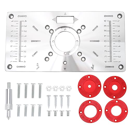 Create idea Frästisch-Einsatzplatte, kompatibel mit Makita-Fräsen, Aluminiumlegierung, Trimmmaschine mit 4 x Fräser-Einsatzringen, 1 x Befestigungsschrauben