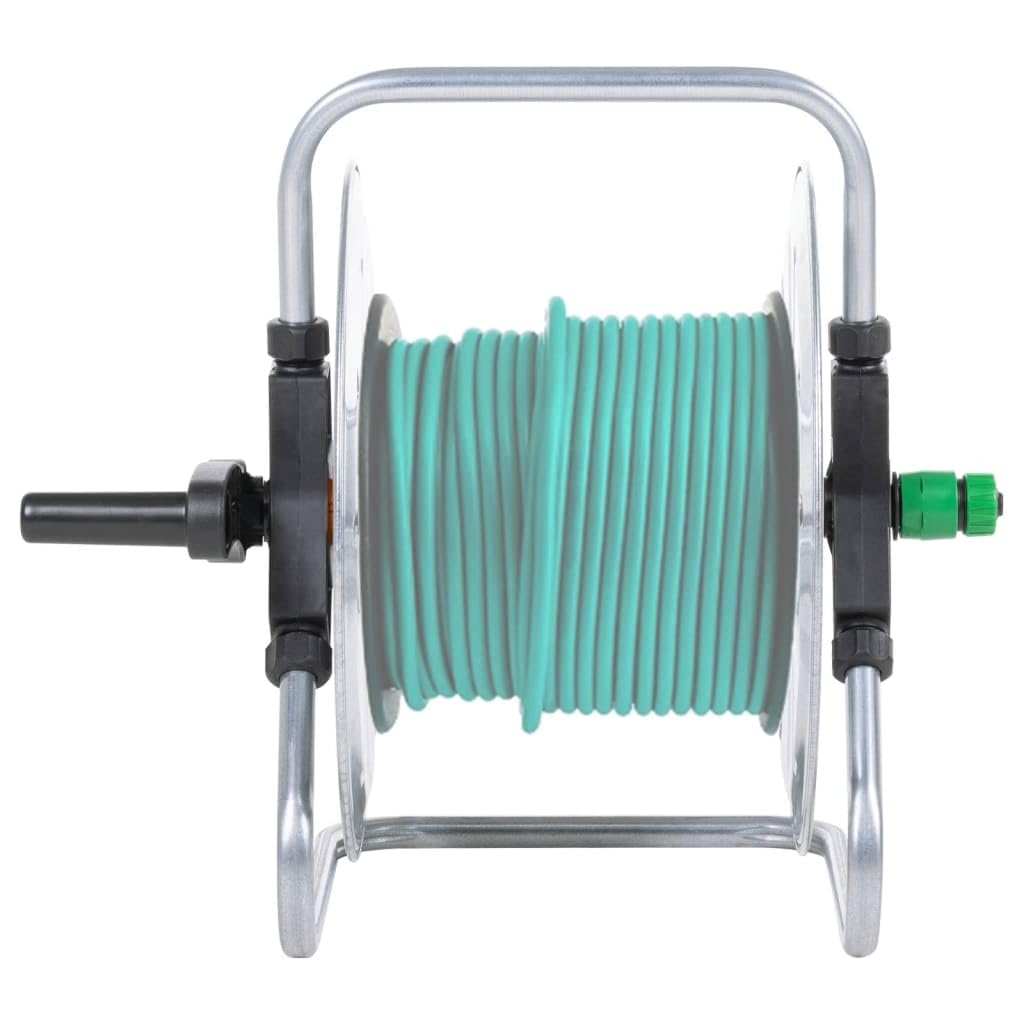 Avvolgitubo da parete per tubo da giardino da 50 m da 1/2", supporto orientabile in acciaio zincato, irrigazione da giardino salvaspazio, argento
