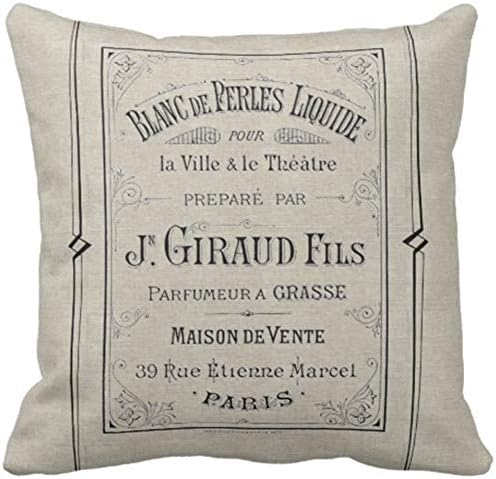 Emvency Throw Pillow Cover Vintage Advertisement French Perfume Ad Paris France Chic Decorative Pillow Case Home Decor Square 24 x 24 Inch Pillowcase
