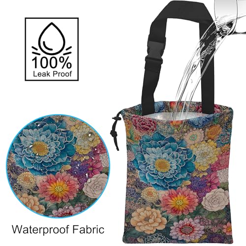Image of Car Trash Bag Hanging Blooming Flowers Car Trash Can Waterproof Garbage Bag Hanging for Car Back Seat