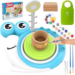 Rueda de cerámica para niños con 3 kits de arcilla y suministros de pintura, artes y manualidades completas para niños de 8 a 12 años, mini juguetes de estudio de cerámica para edades de 8 a 13 años