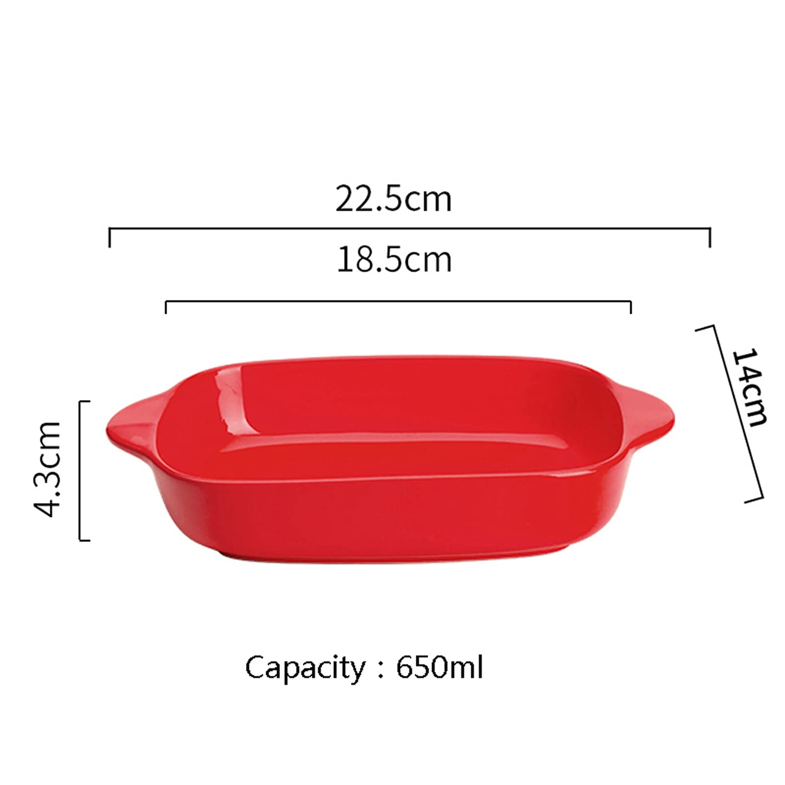 Fuente para Hornear Plato de Hornear de cerámica, panadería Rectangular Grande de 450 ml, tajos para cocinar, Cocina, Cena de Pastel, Banquete y Uso Diario Bandejas Horno (Color : Yellow)