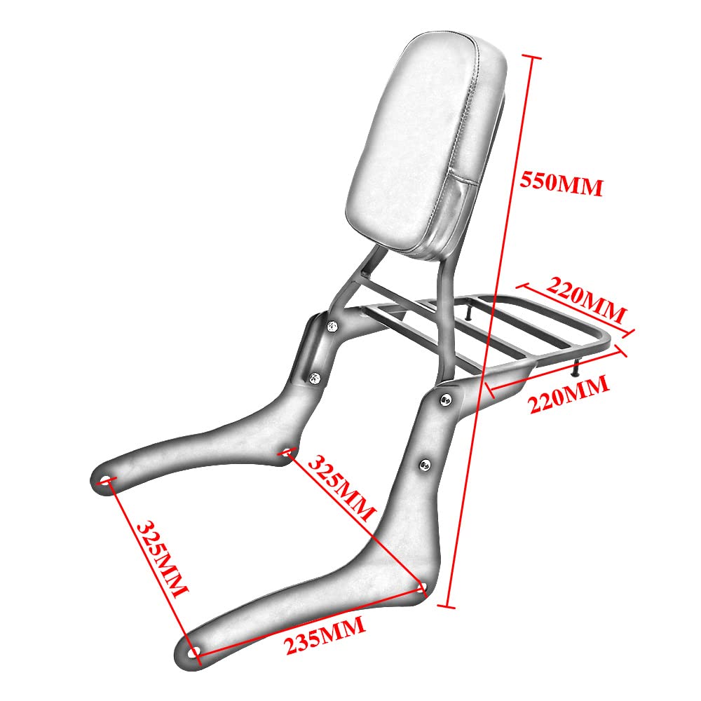 Accessori moto Sissy Bar Schienale Con Portapacchi Pad Compatibile Per Kawasaki Vulcan 900 VN900 Custom Classic 1996-2023