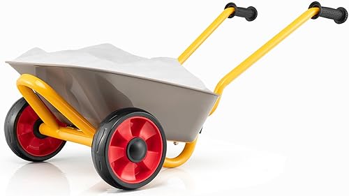 Miniatura 9 de Costzon Carretilla para niños barril de rueda de metal resistente con marco de acero asas antideslizantes ruedas todo terreno para arena nieve