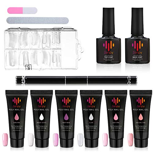 Zenpy【113-In-1】Poly Nail Gel Nail Builder Set with 6 Color, Nail Technician Enhancement Professional Gel Extension Nail kit Gel French kit