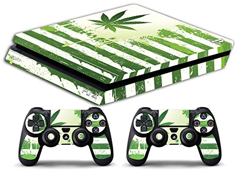 Skin Ps4 SLIM - CANNABIS FLAG MARIJUANA - limited edition DECAL COVER ADESIVA Playstation 4 Slim SONY BUNDLE