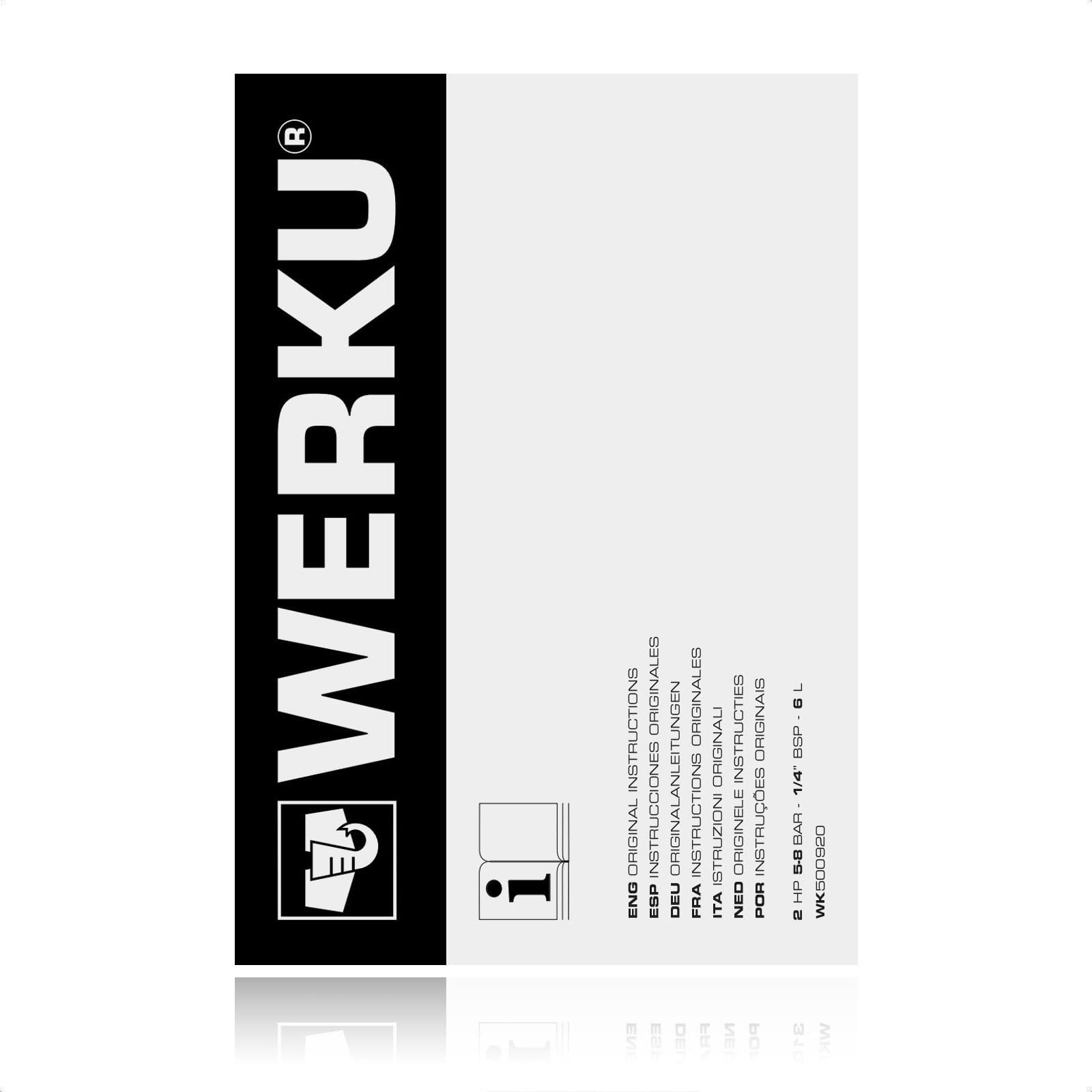 Werku WK500920, Pulverizador Cemento-Estuco, Calidad Profesional, 4 Boquillas 14 mm, Depósito 6 L, Especial Cementos, Masillas, Morteros, Yesos, Estucos