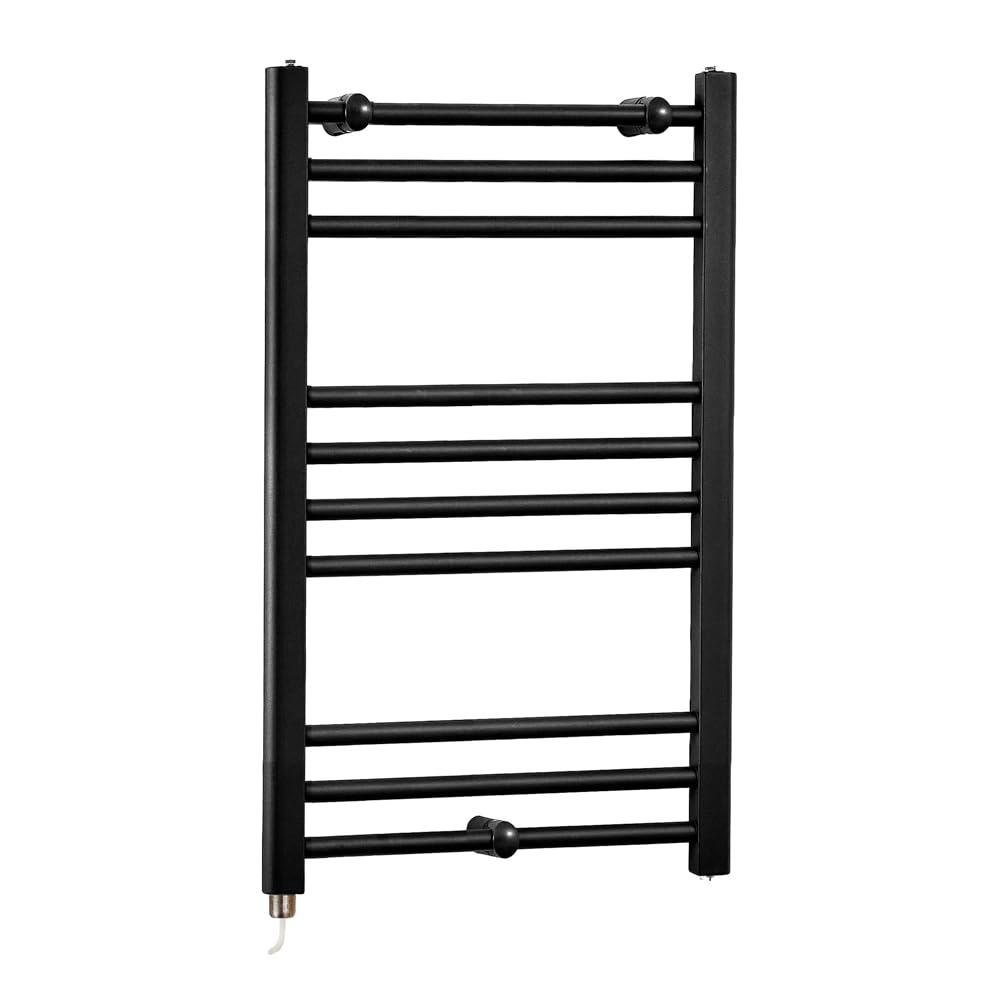 Milano Nero 400W Black Straight Bar Electric Heated Towel Rail - 800 x 500mm