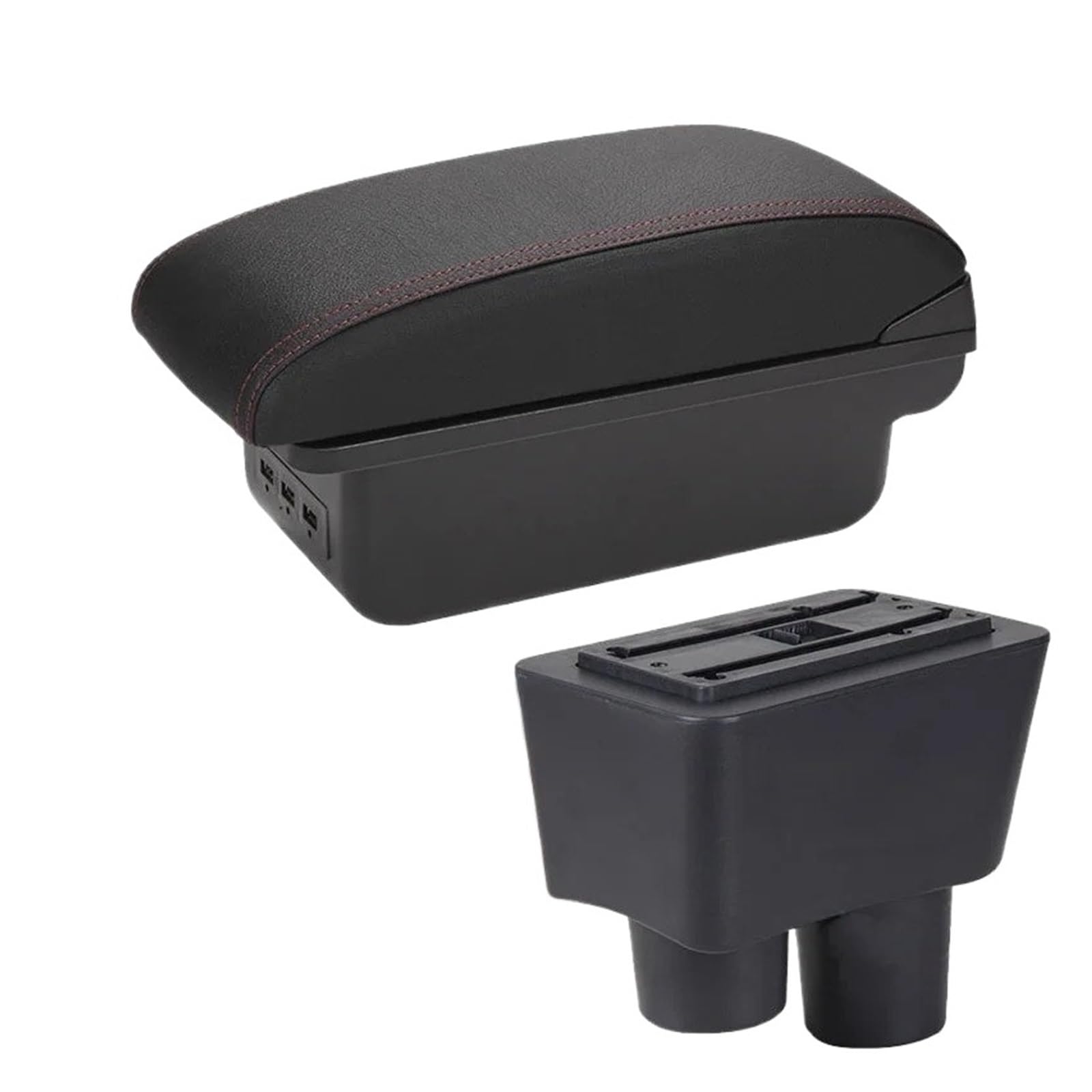For Nissan For Almera 2011-2020 Car Armrest Box Storage Ashtray Decoration Refit Accessories Car Centre Console Armrest Box(B1 Black red 3USB)