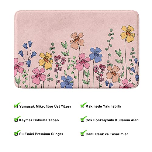 Sevimli Tasarımlı Mikrofiber 2'li Takım Banyo Paspası, Kaymaz Taban, Makinede Yıkanabilir (40x60_50x80)