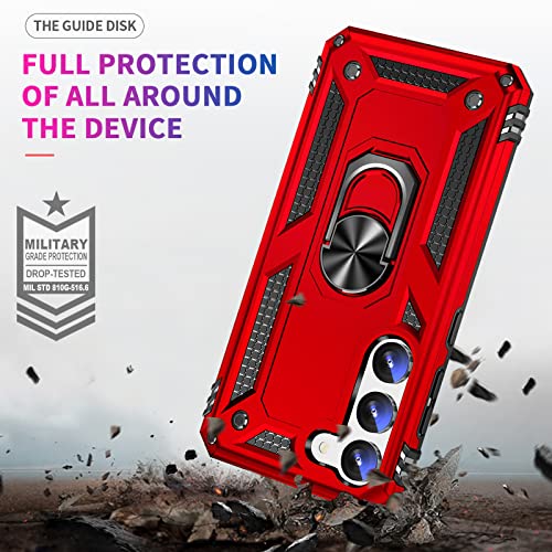 Image of Vaki Cases for Samsung Galaxy S23 Case with Screen Protector [Military Grade Drop] Heavy Duty Rugged Shockproof Protective Cover for Samsung Galaxy S23 5G Phone Case with Ring Kickstand Red
