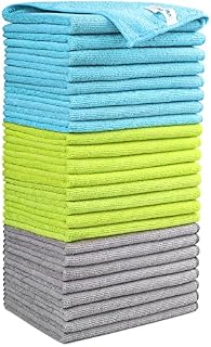 AIDEA Microfibre Cleaning Cloths Pack of 24, Multifunctional Reusable Cleaning Towels, Lint Free Streak Free Washable Cloth Duster for House, Kitchen, Car, Motorbike, Windows 30 x 30 cm