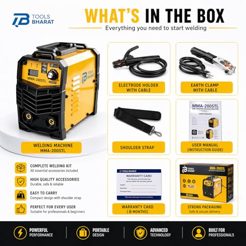 Image of MMA-200STL Single Phase Inverter Welding Machine 200Amp ARC Welder Digital Display&Dual USB Ports Portable IGBT Technology Heavy Duty Welding Machine For Home,Work Shop & Fabrication Work