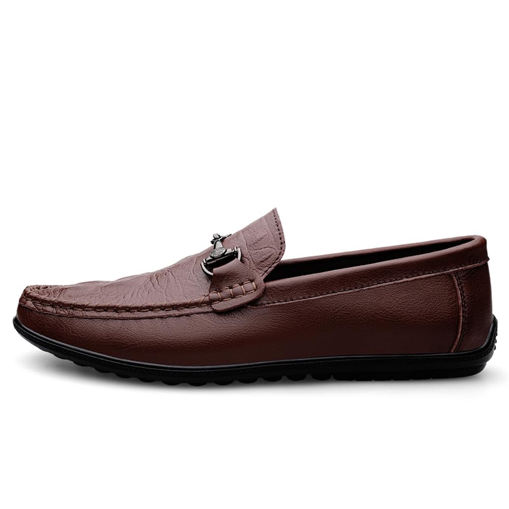 Mocasines de vestir de piel auténtica para hombre, mocasines casuales de moda para uso diario, Brown, 41 1/3 EU