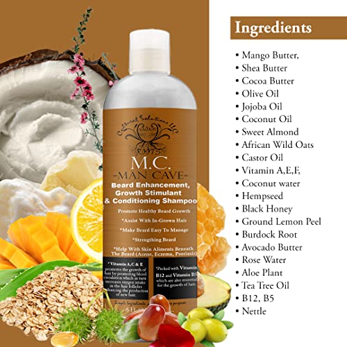 Yadain Man Cave Beard Conditioning Shampoo | Beard Enhancement Growth Stimulant Conditioning Deep Cleaning, Non-Drying, Fully Hydrating Gentle Cleanser Wash For All Beard Types & Lengths, 8Oz #TOP4