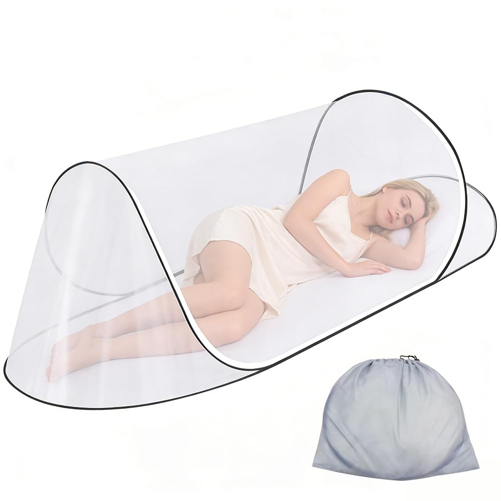 Zanzariera pieghevole, ultraleggera pop-up, Zanzariera grande da 200 x 80 x 56cm, tenda da campeggio portatile, letto zanzariera, campeggio con fondo a rete, per letto, campeggio