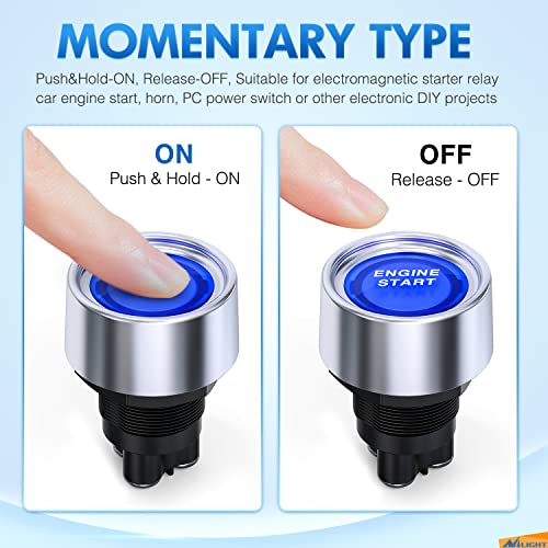 Image of Nilight Start Engine Button 12V DC 50A Blue
