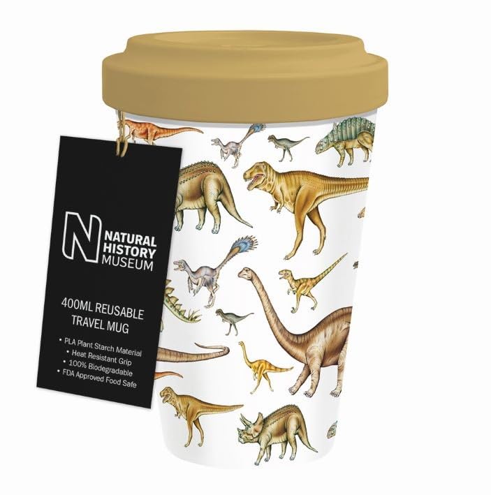 Museums & Galleries 400ml Reusable Travel Mug - Dinosaurs Design - Sustainable Kitchenware Gift Idea