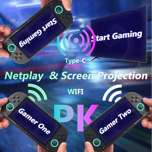 Image of Trimui Smart Pro Handheld Game Console, Retro Hand Held Video Gaming Consoles with 64G /256G TF Card, 5 inch Screen Portable - Black 64GB