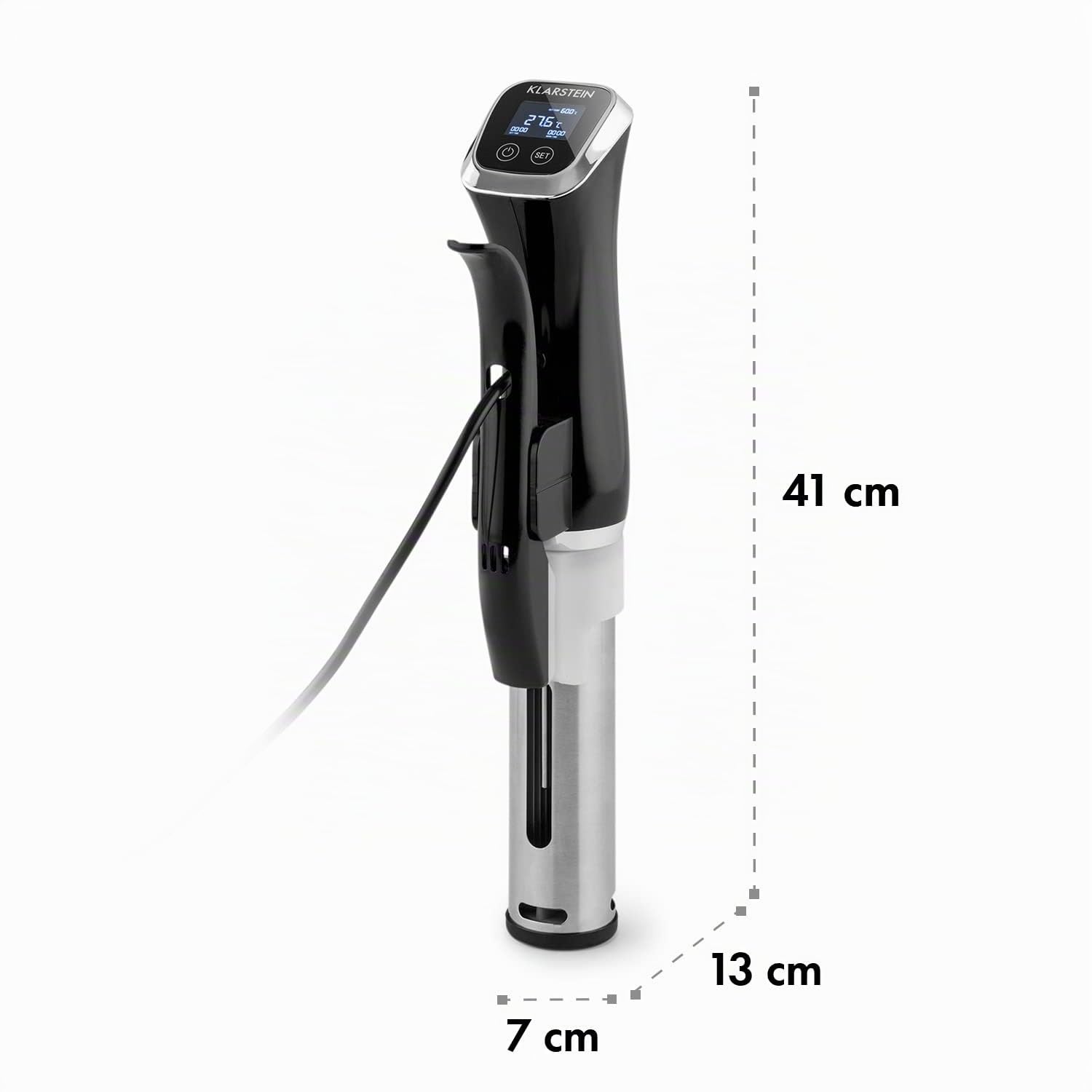 Klarstein Quickstick Sous Vide - Roner, Roner cocina baja temperatura con bomba circulación en 3D, Sous vide con temperaturas 50 a 95 °C, Potencia 1300 W, Pantalla Táctil, Hasta 20 Litros, Negro