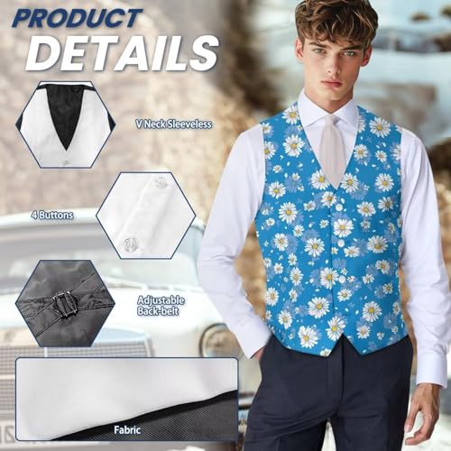 Men's Suit Blazer Vest Business Formal Dress Waistcoat Vest with Adjustable Back Strap for Suit or Tuxedo 7